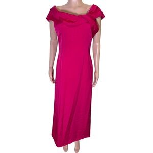 NEIMAN MARCUS Women’s Pink Cowl Neck Flutter Sleeve Gown